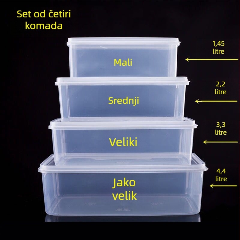 Velika prozirna plastična kutija za pohranu s poklopcem, prehrambene kvalitete, pogodna za hladnjak, zamrzivač i mikrovalnu, kućna upotreba, hermetički zatvarač
