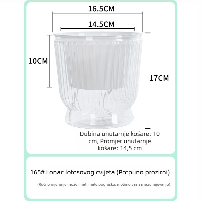 Plastična posuda za biljke s automatskim zalijevanjem, prozirna, velika, za stolnu površinu u dnevnom boravku, hidroponička posuda od smole za pothos i novac drvo