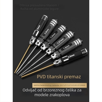 Set šesterokutnih odvijača za modele zrakoplova, veličine 1.27/1.3/1.5/2.5 mm, 6-uglov alat, duljina 0.9