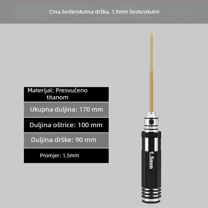 Set šesterokutnih odvijača za modele zrakoplova, veličine 1.27/1.3/1.5/2.5 mm, 6-uglov alat, duljina 0.9