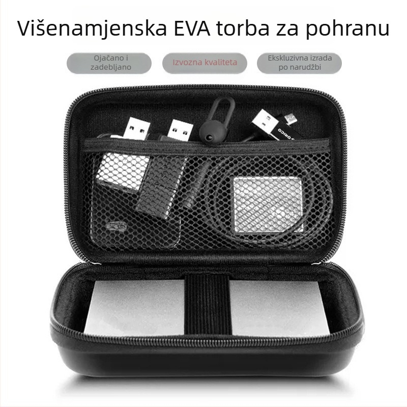 Eva torbica za slušalice i kutija za pakiranje elektroničkih dodataka: vanjska baterija, kabel za podatke, torbica za tvrdi disk, bežični punjač