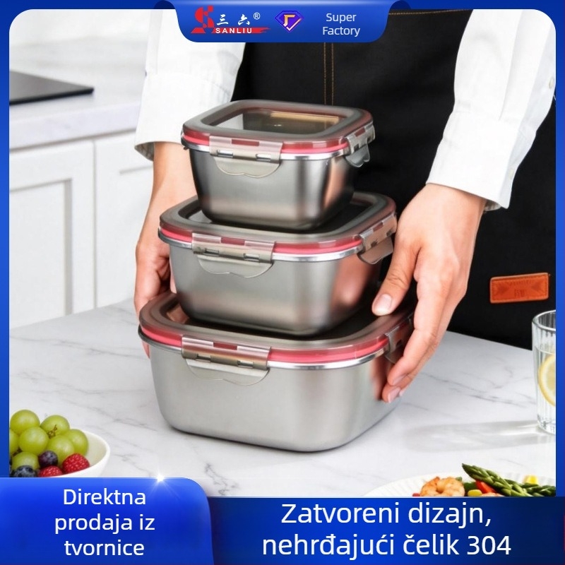Nehrđajući čelični spremnik za čuvanje hrane s brtvom, kutija za ručak / bento kutija
