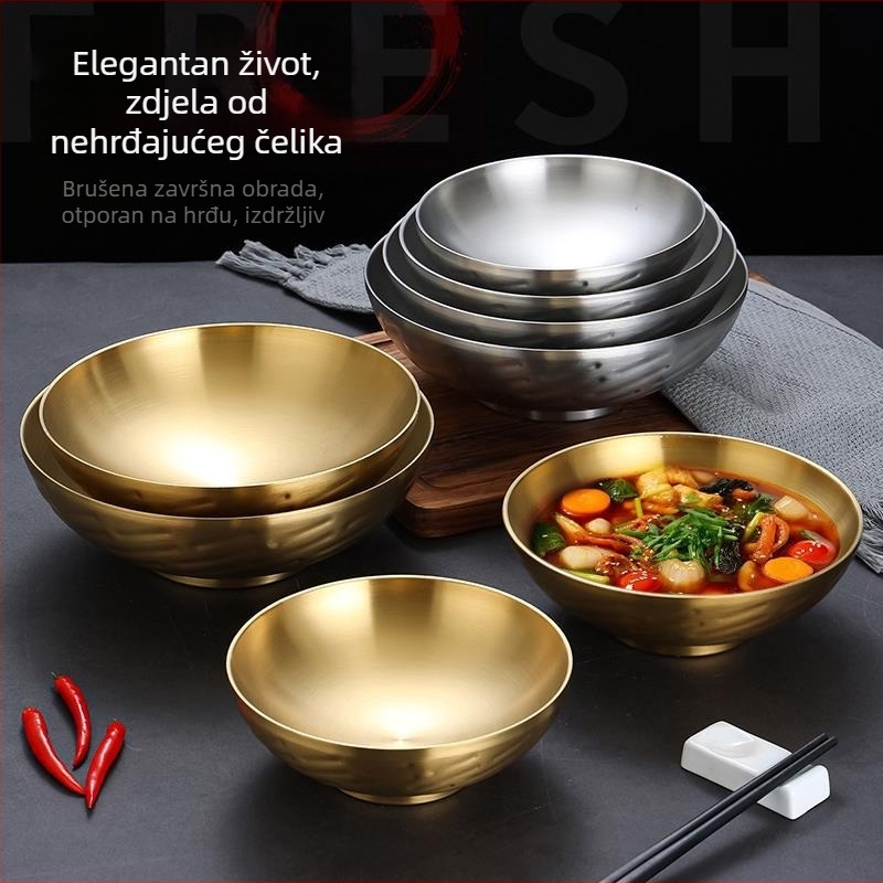 304 nehrđajući čelik zdjela za rezance, velika izolirana zdjela za juhu u korejskom stilu, za ramen, Luosifen i Malatang; okrugli oblik, promjer 17–22.9 cm, s otisnutim logom.