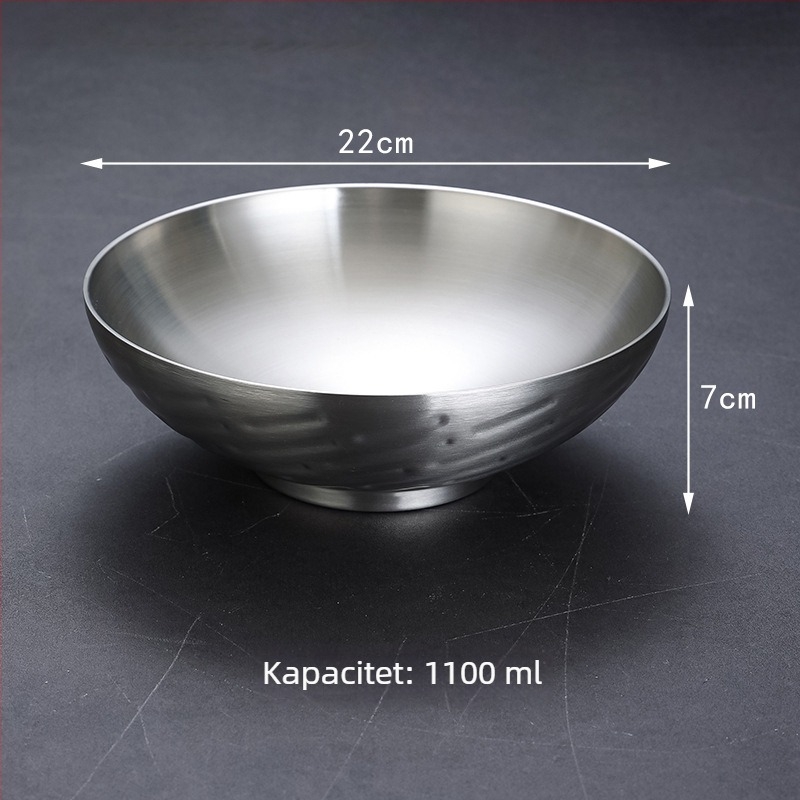 304 nehrđajući čelik zdjela za rezance, velika izolirana zdjela za juhu u korejskom stilu, za ramen, Luosifen i Malatang; okrugli oblik, promjer 17–22.9 cm, s otisnutim logom.