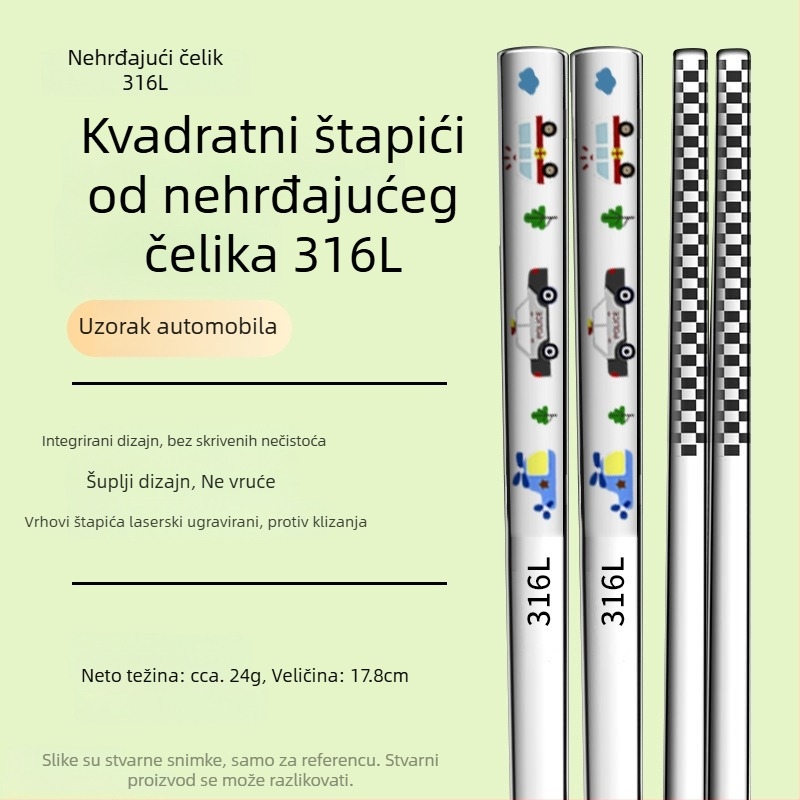 Dječje štapiće za jelo od nehrđajućeg čelika 316L, roditeljsko-dječji set, otporne na plijesan, protuklizne, otporne na visoke temperature, za kuću i vrtić