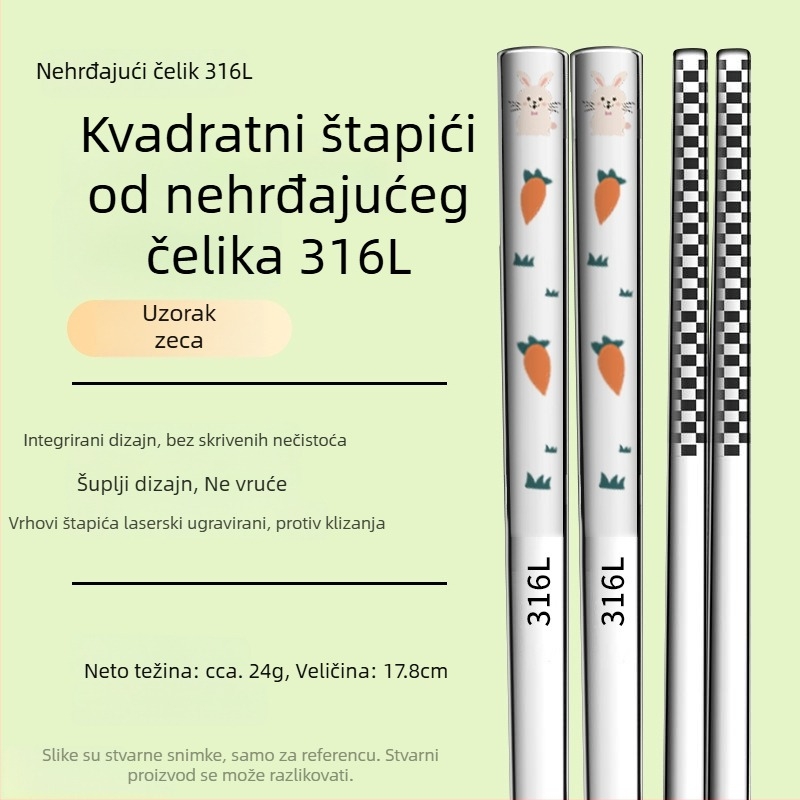 Dječje štapiće za jelo od nehrđajućeg čelika 316L, roditeljsko-dječji set, otporne na plijesan, protuklizne, otporne na visoke temperature, za kuću i vrtić
