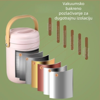 Fuguang izolirana kutija za obrok od nehrđajućeg čelika, kvaliteta hrane, trostruka vakuumska konstrukcija, prijenosna za uredske radnike, kapacitet 1.8L/2.2L
