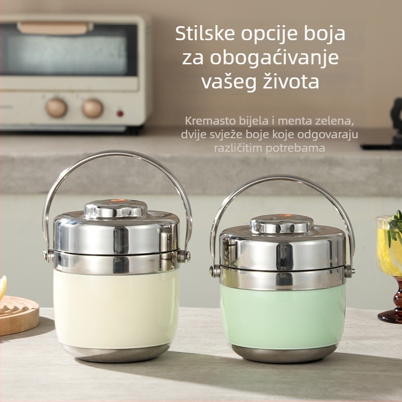 Big Month Izvrsna vakuumski izolirana kutija za hranu od nehrđajućeg čelika 304, velik kapacitet, dvostruki sloj, za odrasle i studente