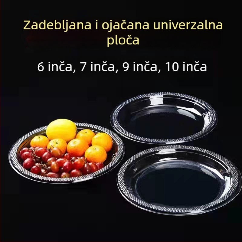 Jednokratne plastične tanjure, prozirne, debeli, veliki, za kućnu upotrebu, piknik, švedski stol, voće i deserti