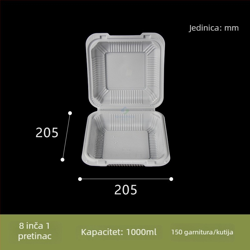 Jednokratna kutija za ručak s odjeljcima, plastična kutija za brzu hranu, kutija za hamburger, podijeljena kutija za ručak za komercijalnu upotrebu