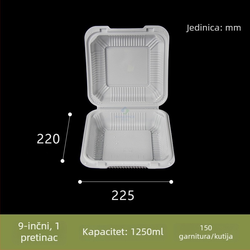 Jednokratna kutija za ručak s odjeljcima, plastična kutija za brzu hranu, kutija za hamburger, podijeljena kutija za ručak za komercijalnu upotrebu