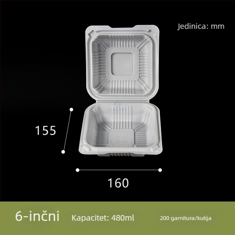 Jednokratna kutija za ručak s odjeljcima, plastična kutija za brzu hranu, kutija za hamburger, podijeljena kutija za ručak za komercijalnu upotrebu