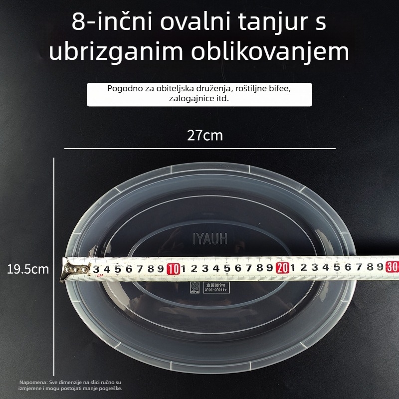 Jednokratni tanjur, ojačan, otporan na visoke temperature, plastični, veliki ovalni tanjur za restorane i piknik
