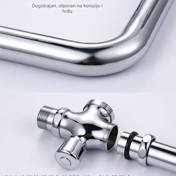 32 mm cijev za ispiranje klozeta tip squat, 304 nehrđajući čelik, L-oblik spojni cijev, produžena cijev za ispiranje s pedalskim ventilom