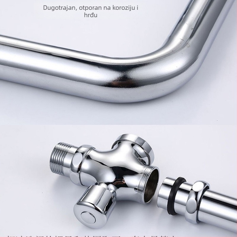 32 mm cijev za ispiranje klozeta tip squat, 304 nehrđajući čelik, L-oblik spojni cijev, produžena cijev za ispiranje s pedalskim ventilom