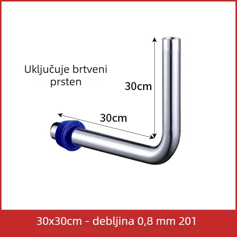 32 mm cijev za ispiranje klozeta tip squat, 304 nehrđajući čelik, L-oblik spojni cijev, produžena cijev za ispiranje s pedalskim ventilom