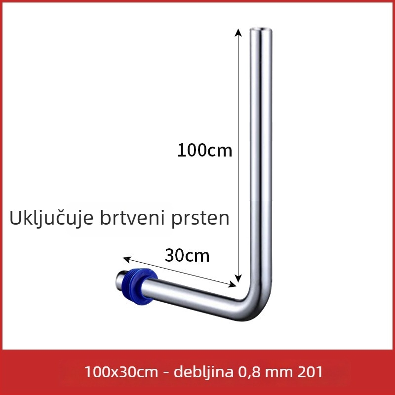 32 mm cijev za ispiranje klozeta tip squat, 304 nehrđajući čelik, L-oblik spojni cijev, produžena cijev za ispiranje s pedalskim ventilom