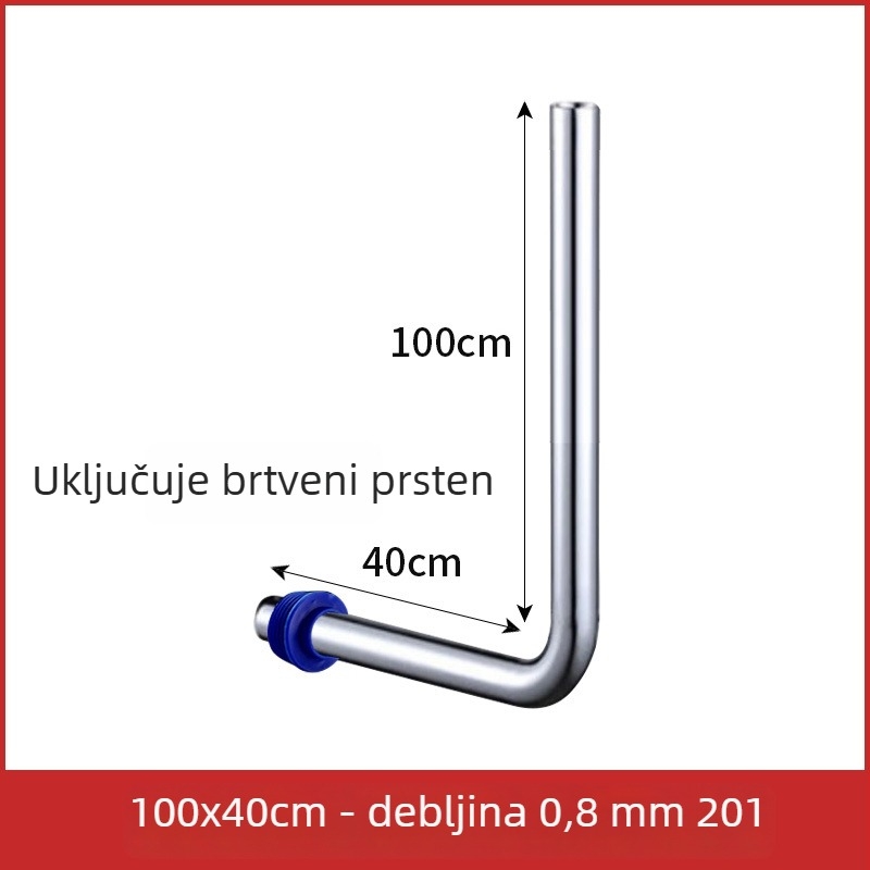 32 mm cijev za ispiranje klozeta tip squat, 304 nehrđajući čelik, L-oblik spojni cijev, produžena cijev za ispiranje s pedalskim ventilom