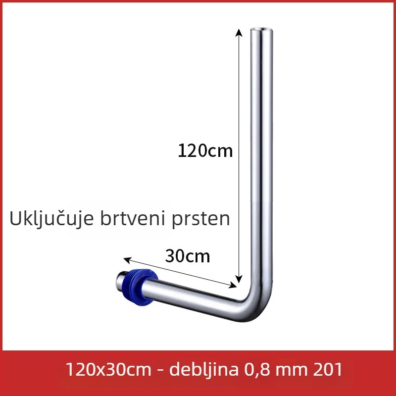 32 mm cijev za ispiranje klozeta tip squat, 304 nehrđajući čelik, L-oblik spojni cijev, produžena cijev za ispiranje s pedalskim ventilom