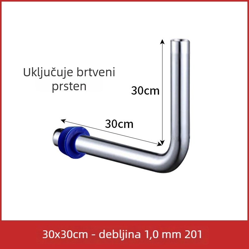32 mm cijev za ispiranje klozeta tip squat, 304 nehrđajući čelik, L-oblik spojni cijev, produžena cijev za ispiranje s pedalskim ventilom