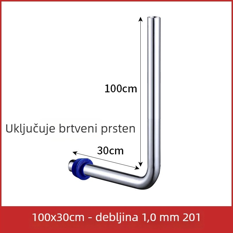 32 mm cijev za ispiranje klozeta tip squat, 304 nehrđajući čelik, L-oblik spojni cijev, produžena cijev za ispiranje s pedalskim ventilom