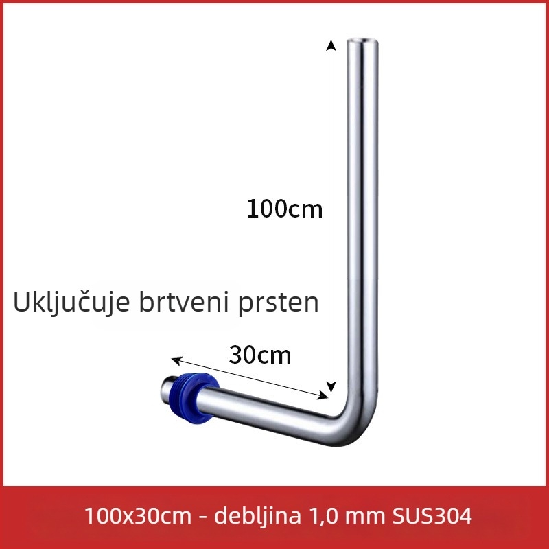 32 mm cijev za ispiranje klozeta tip squat, 304 nehrđajući čelik, L-oblik spojni cijev, produžena cijev za ispiranje s pedalskim ventilom