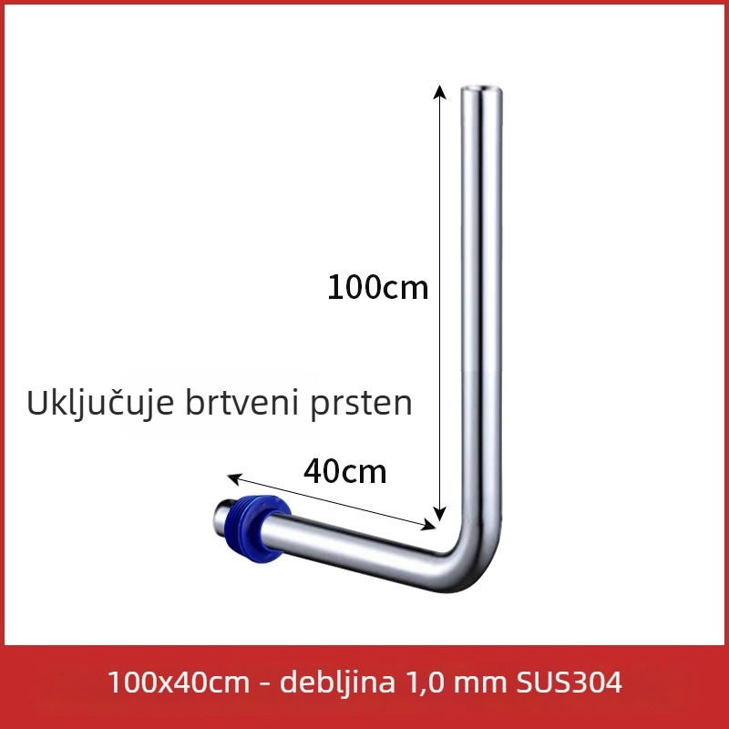 32 mm cijev za ispiranje klozeta tip squat, 304 nehrđajući čelik, L-oblik spojni cijev, produžena cijev za ispiranje s pedalskim ventilom