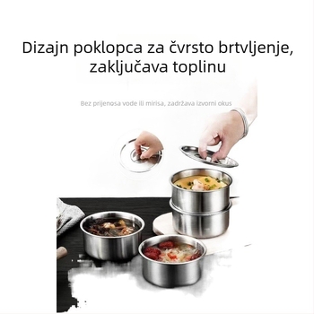 304 nehrđajući čelik, posuda za parenje s poklopcem, pogodna za dječju hranu, posuda za pareni jaja puding i gulaš