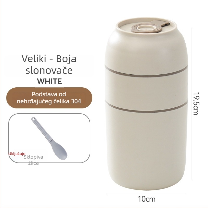 304 čelična izolirana kutija za ručak s čašom za juhu, prijenosna, 800–1000 ml, mikrovalna kompatibilna