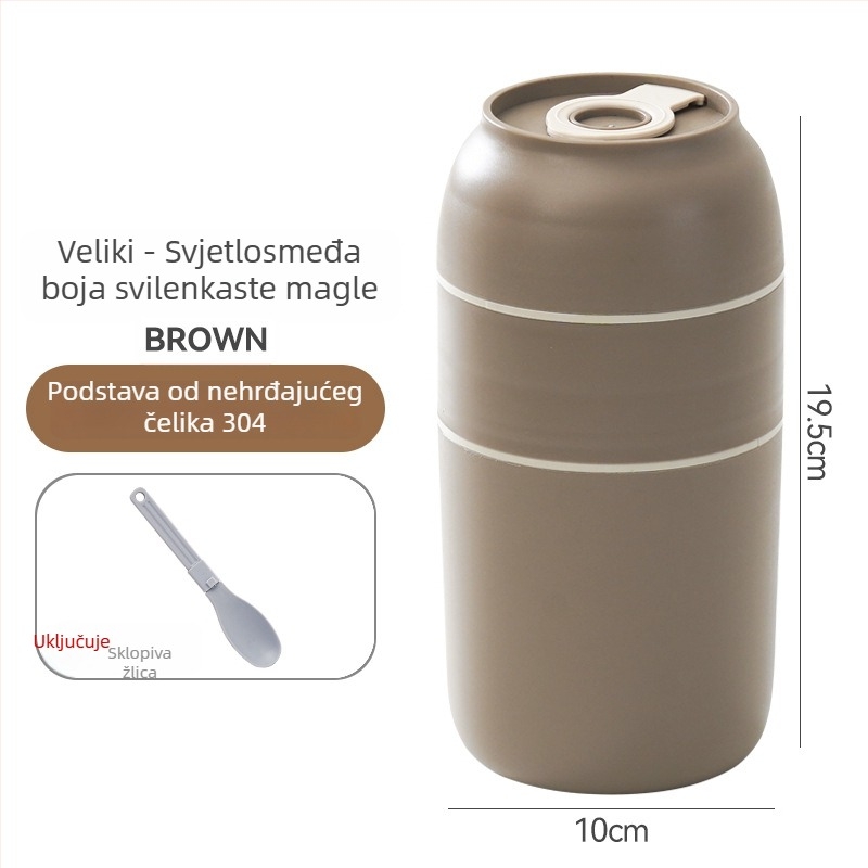 304 čelična izolirana kutija za ručak s čašom za juhu, prijenosna, 800–1000 ml, mikrovalna kompatibilna