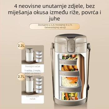 Zimska izolirana kutija za obrok, 24-satno zadržavanje topline, velik kapacitet, prijenosna kutija za ručak za posao i školu