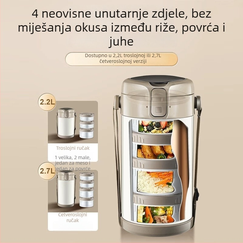 Zimska izolirana kutija za obrok, 24-satno zadržavanje topline, velik kapacitet, prijenosna kutija za ručak za posao i školu