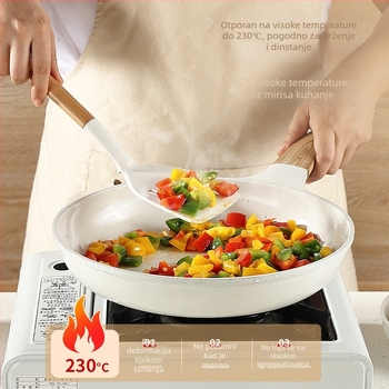 Set silikonskih kuhinjskih alata s drškom od bukovine: spatula, juha žlica, mrežasta žlica i tava špatula za non-stick posude
