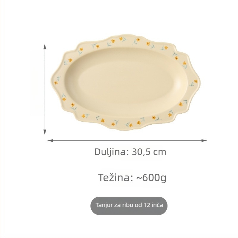 Minimalistički cvjetni set posuđa s nepravilnim tanjurima i zdjelama, boje ispod glazure, za kućnu upotrebu, Instagram stil