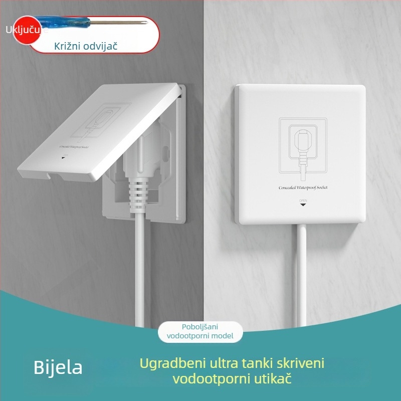 Skrivena ugradbena zidna utičnica tipa 86 s pet otvora, vodootporan panel za ugrađeni hladnjak
