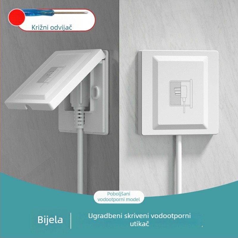 Skrivena ugradbena zidna utičnica tipa 86 s pet otvora, vodootporan panel za ugrađeni hladnjak