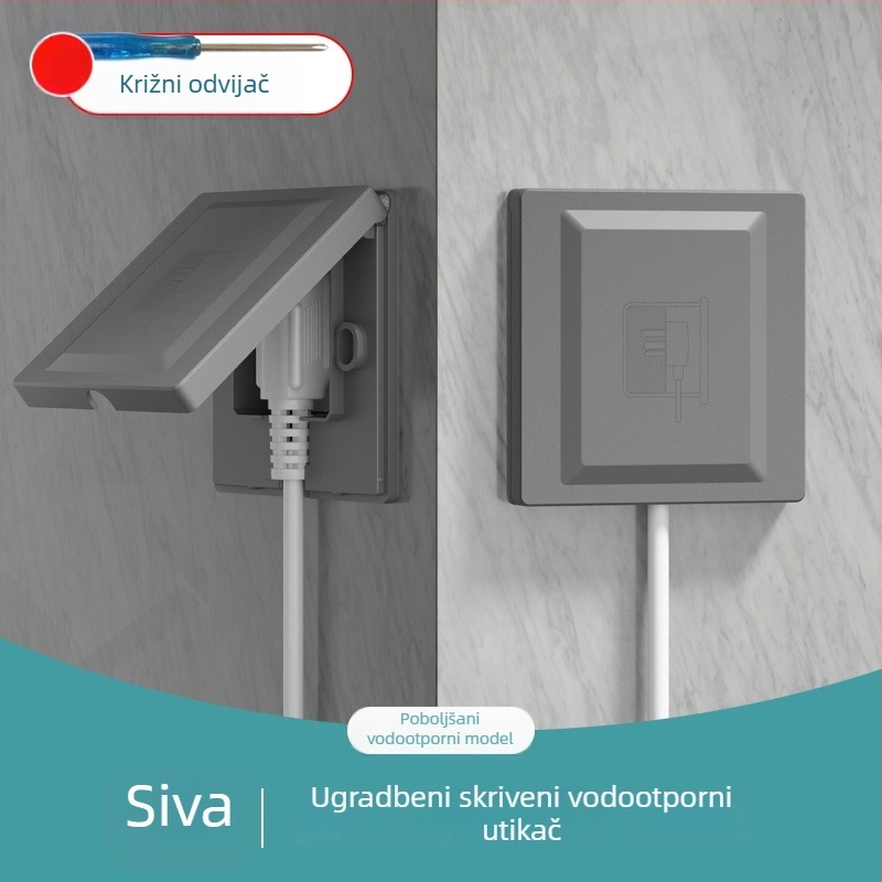 Skrivena ugradbena zidna utičnica tipa 86 s pet otvora, vodootporan panel za ugrađeni hladnjak