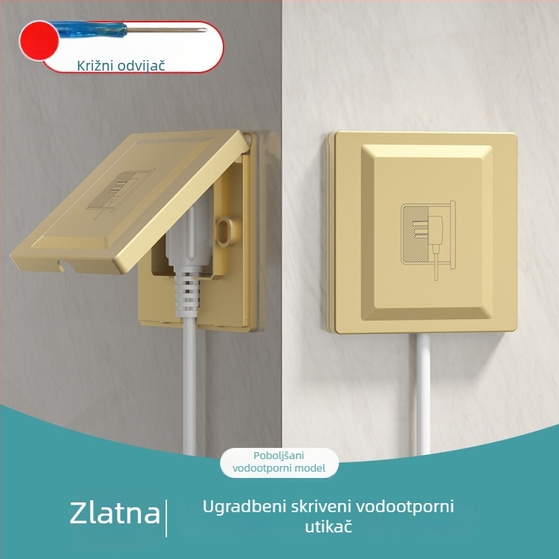 Skrivena ugradbena zidna utičnica tipa 86 s pet otvora, vodootporan panel za ugrađeni hladnjak