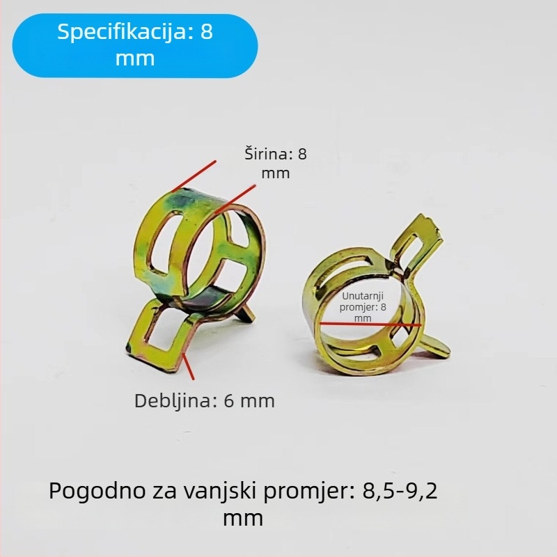 Mingya elastična stezaljka za cijevi, 20 mm, dvostruka uha, čelik 65Mn