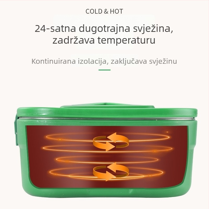 Trodjelni izolirani set za obrok s kvadratnim posudama za vanjsku upotrebu, toplo i hladno