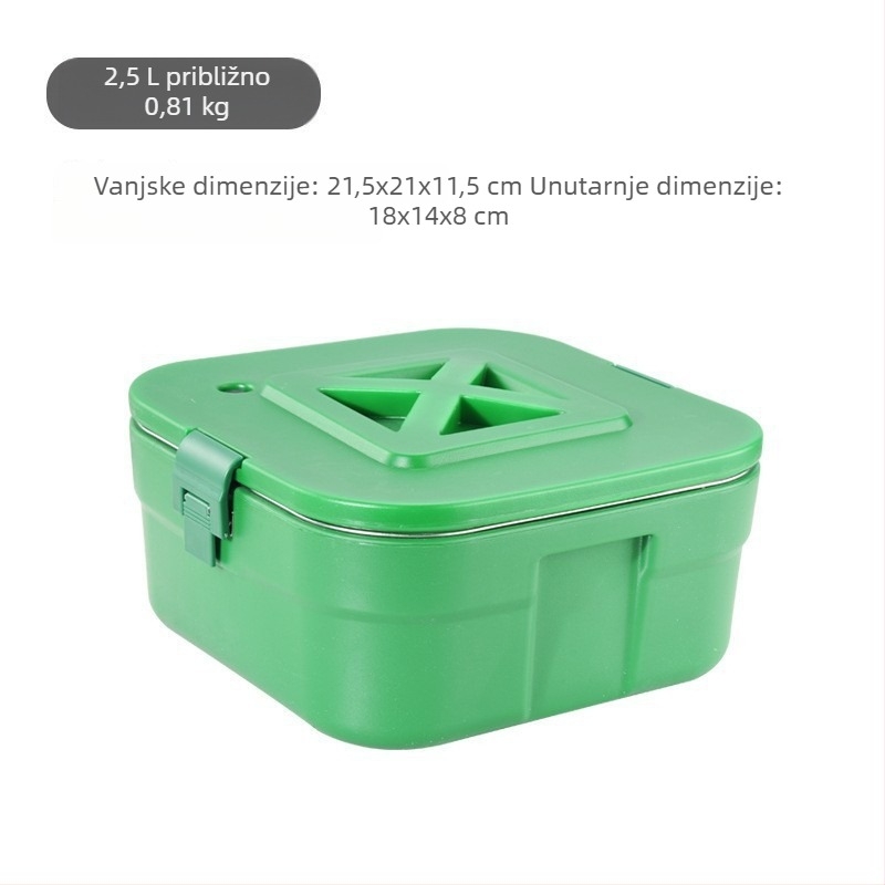 Trodjelni izolirani set za obrok s kvadratnim posudama za vanjsku upotrebu, toplo i hladno