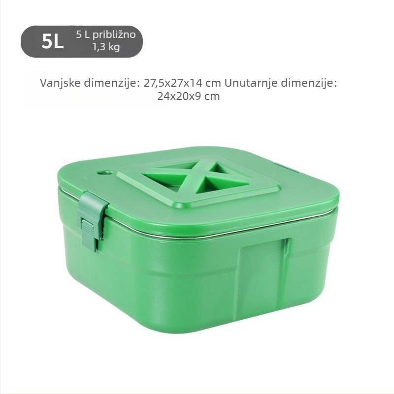 Trodjelni izolirani set za obrok s kvadratnim posudama za vanjsku upotrebu, toplo i hladno