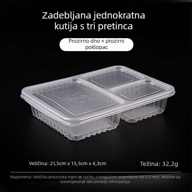Jednokratna kutija za ručak s četiri do šest odjeljaka, zdjela za juhu, debeli plastični materijal, Bento stil pakiranja