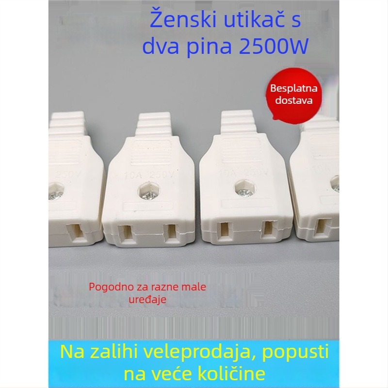 Produžni kabel od čistog bakra, prema nacionalnom standardu, ženski utikač s dva otvora, dva plosna kontakti i utičnica za nadzor napajanja