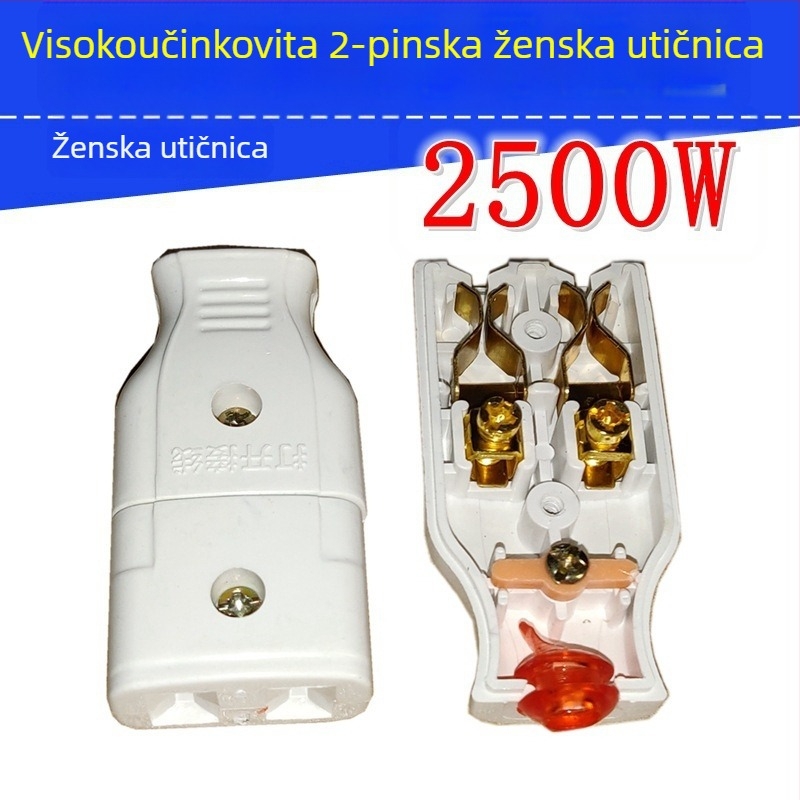 Produžni kabel od čistog bakra, prema nacionalnom standardu, ženski utikač s dva otvora, dva plosna kontakti i utičnica za nadzor napajanja