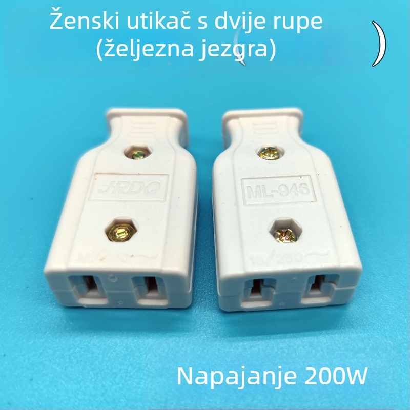 Produžni kabel od čistog bakra, prema nacionalnom standardu, ženski utikač s dva otvora, dva plosna kontakti i utičnica za nadzor napajanja
