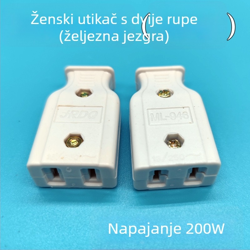 Produžni kabel od čistog bakra, prema nacionalnom standardu, ženski utikač s dva otvora, dva plosna kontakti i utičnica za nadzor napajanja