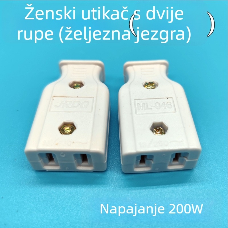 Produžni kabel od čistog bakra, prema nacionalnom standardu, ženski utikač s dva otvora, dva plosna kontakti i utičnica za nadzor napajanja