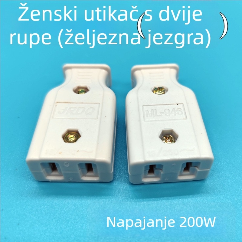 Produžni kabel od čistog bakra, prema nacionalnom standardu, ženski utikač s dva otvora, dva plosna kontakti i utičnica za nadzor napajanja