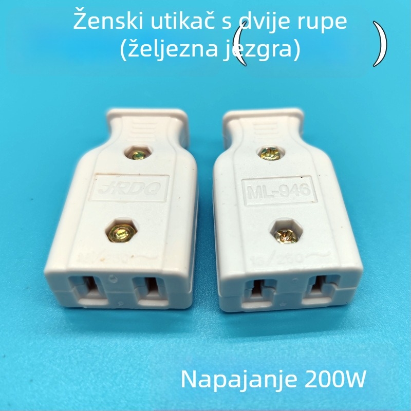 Produžni kabel od čistog bakra, prema nacionalnom standardu, ženski utikač s dva otvora, dva plosna kontakti i utičnica za nadzor napajanja
